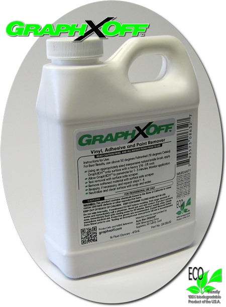 16 ounce bottle of GraphXOff vinyl, adhesive, and paint remover