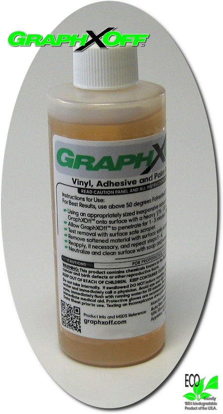 4 ounce bottle of GraphXOff vinyl, adhesive, and paint remover
