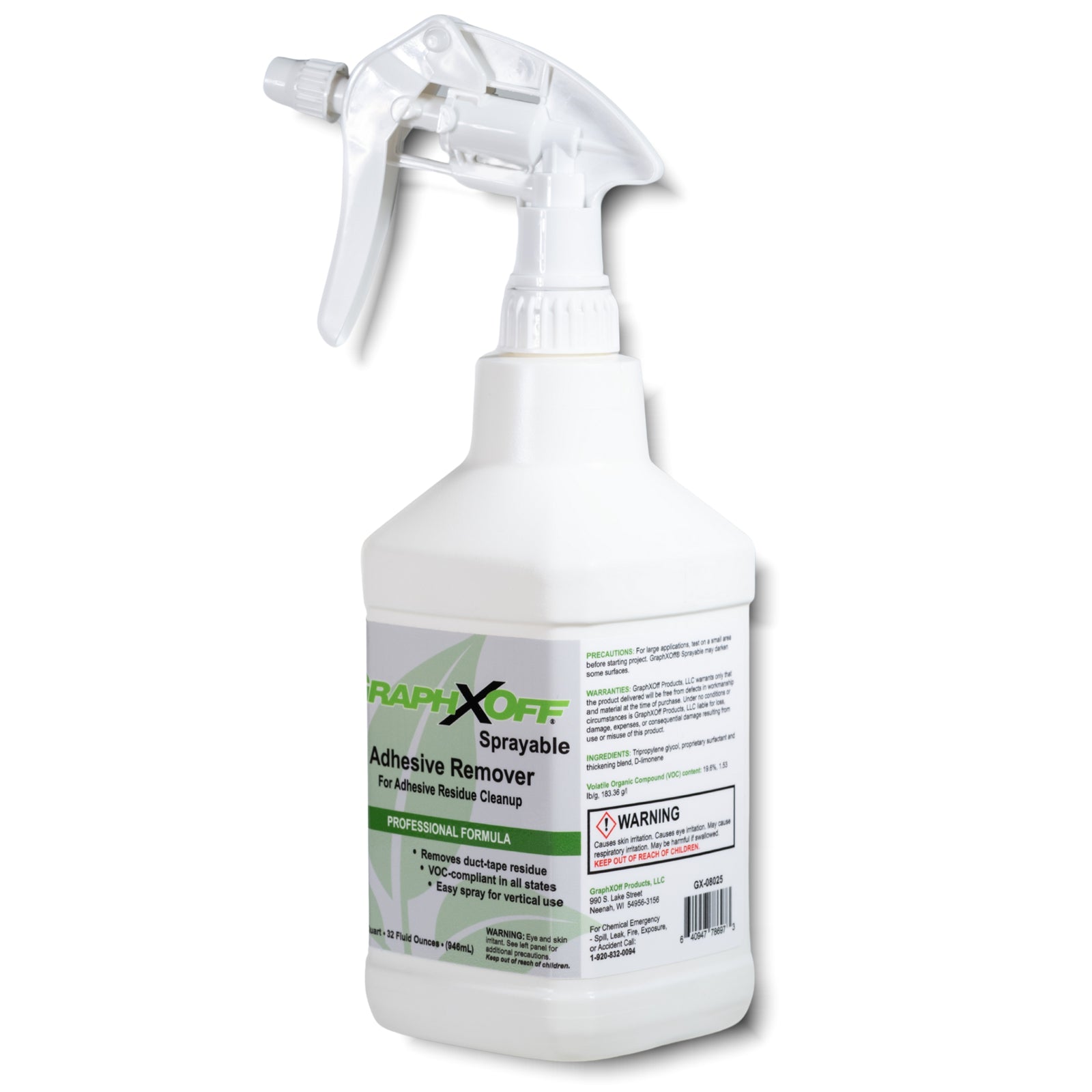 32 ounce spray bottle of GraphXOff sprayable adhesive remover