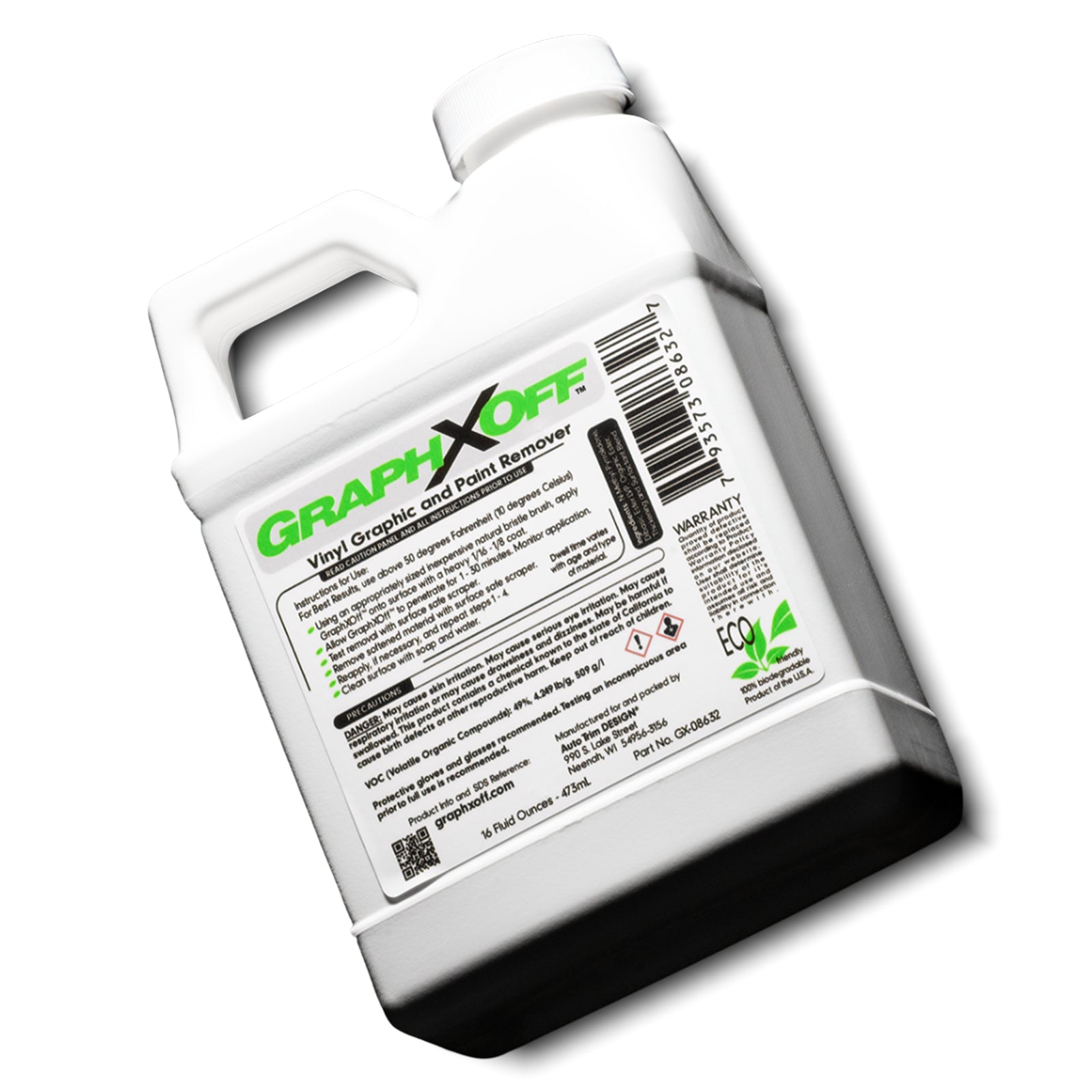 16 ounce bottle of GraphXOff vinyl, adhesive, and paint remover