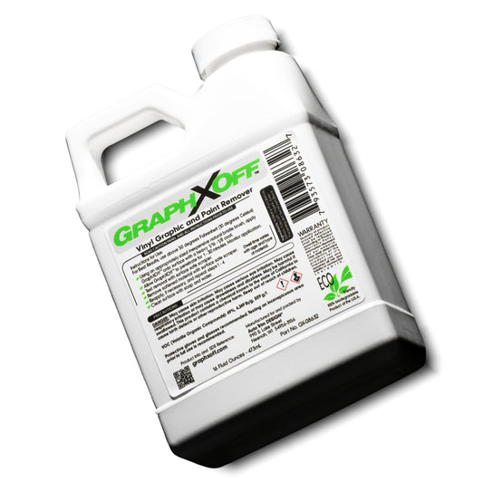 16 ounce bottle of GraphXOff vinyl, adhesive, and paint remover